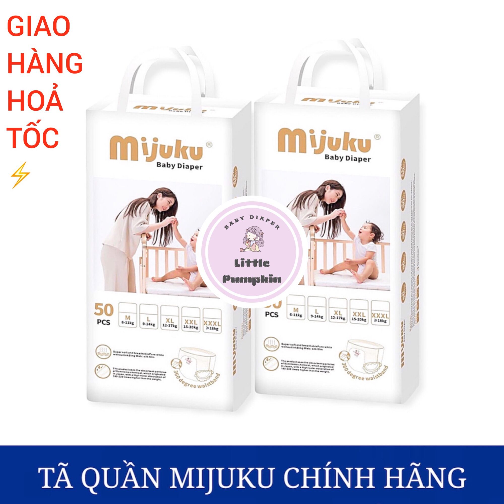 [50 MIẾNG] BỈM QUẦN/TÃ QUẦN MIJUKU ĐỦ SIZE