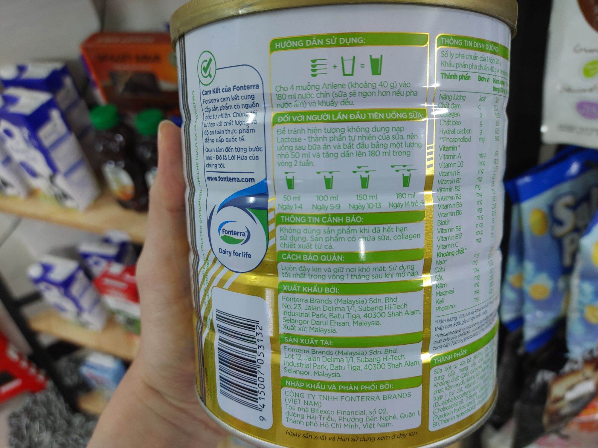 Sữa bột không thêm đường Anlene Gold 5X 800g