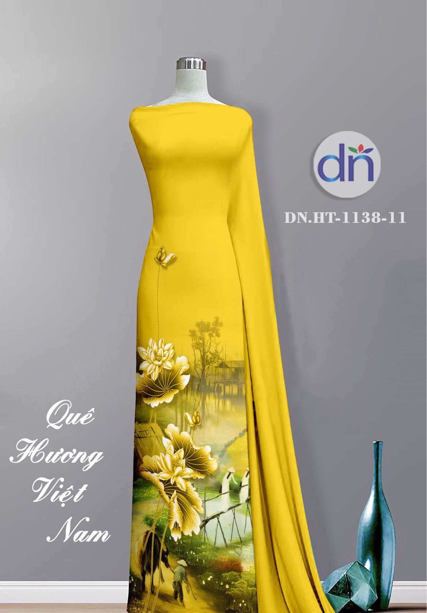 Vải áo dài hoa sen