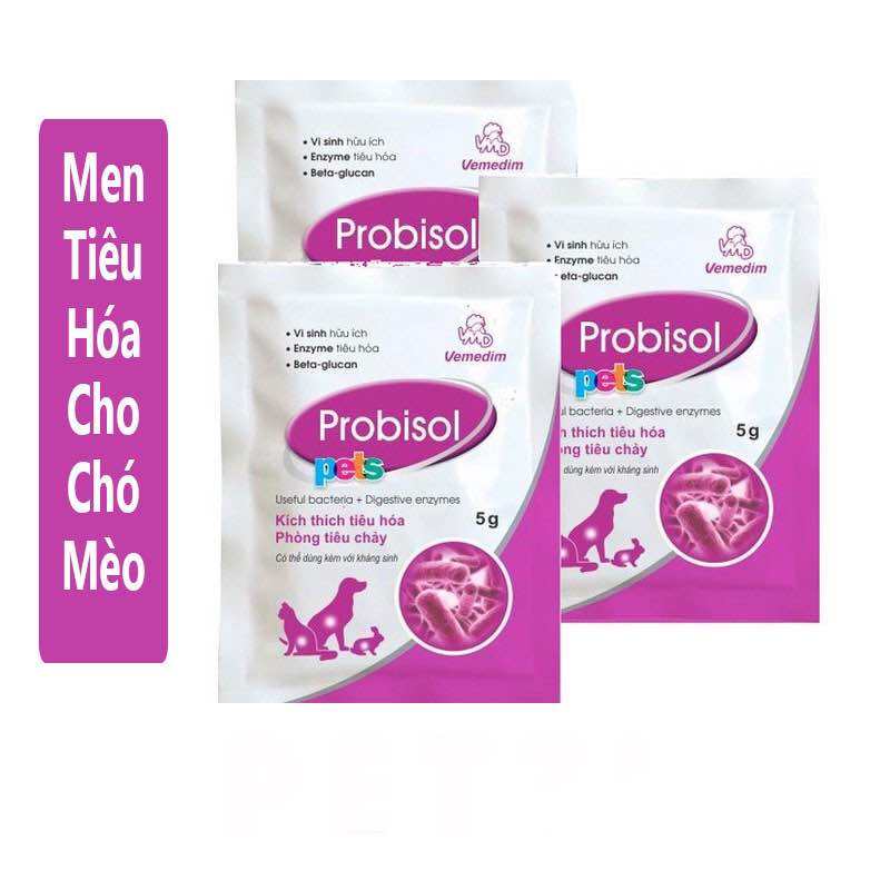 Combo 5 gói Men tiêu hoá hỗ trợ đường ruột Probisol cho chó mèo gói 5g