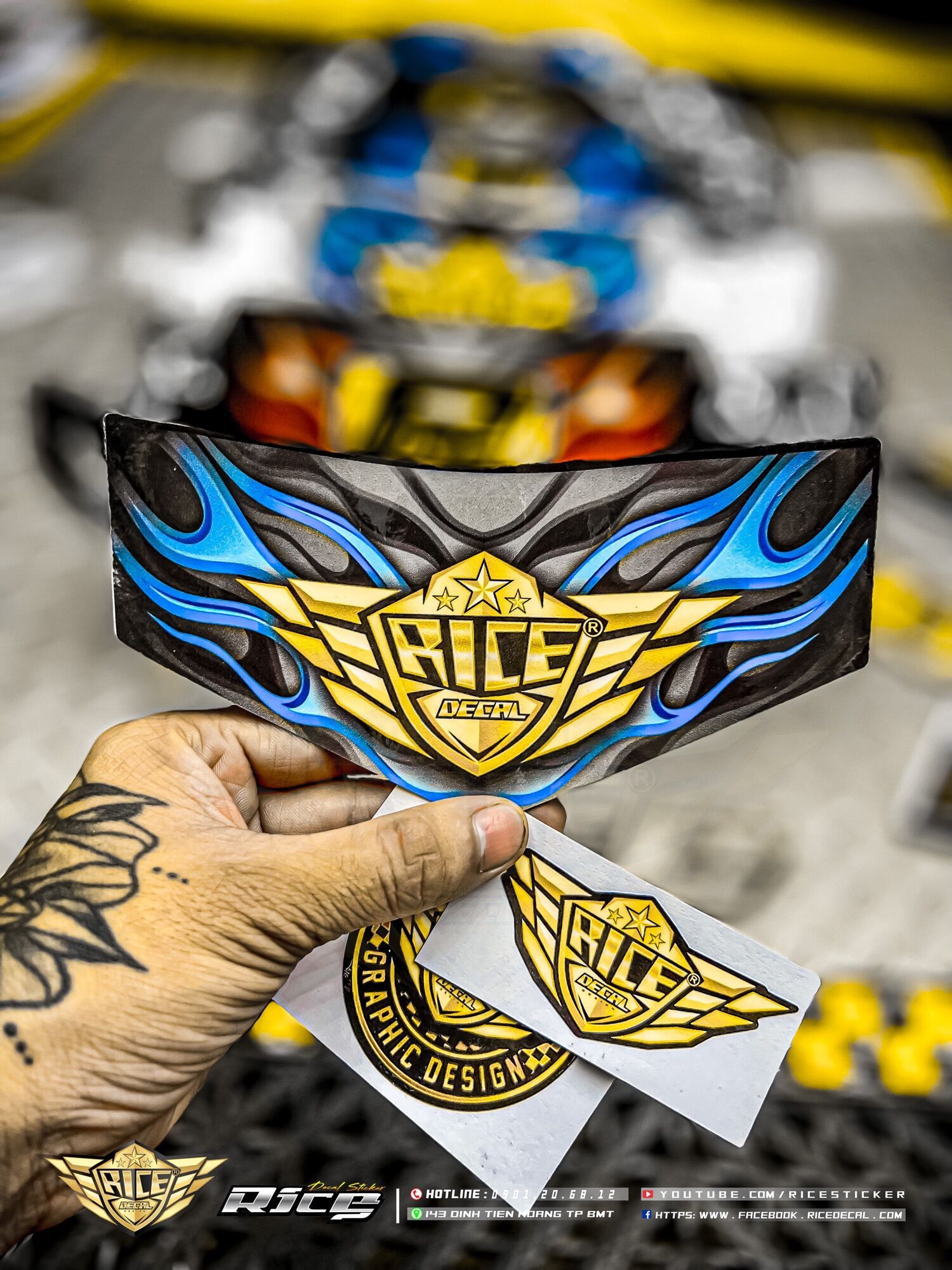 Tem đầu đen lửa RICEDECAL®️