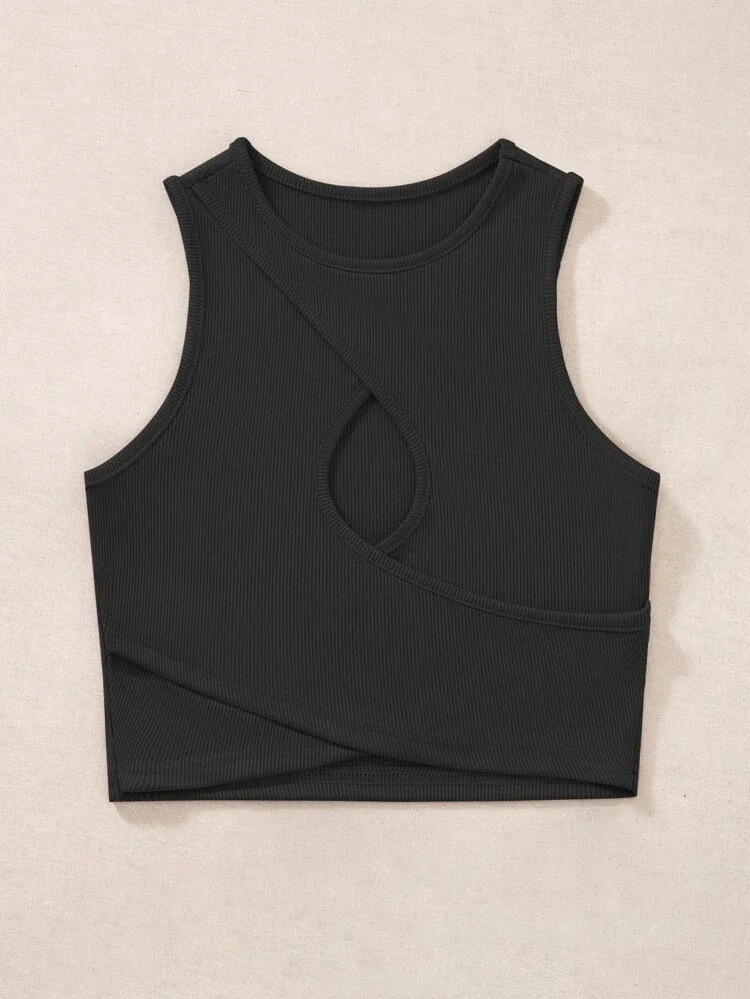 Áo croptop cổ tròn sát nách đan chéo 12