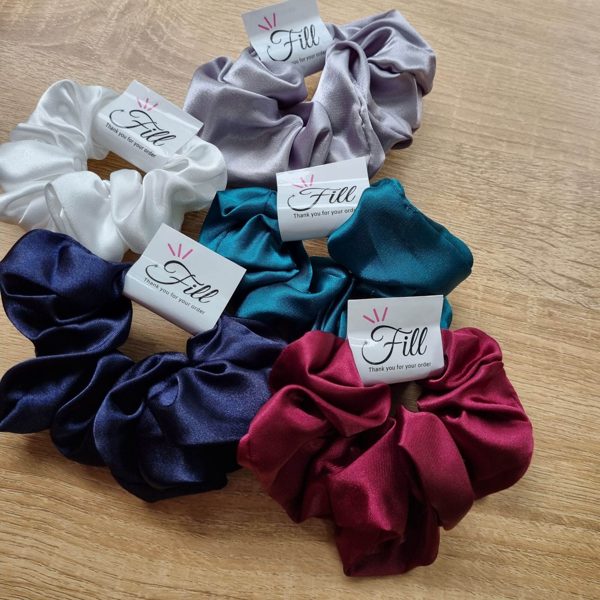 Thun buộc tóc lụa satin dây cột tóc scrunchies (cột tóc vải thanh lịch)