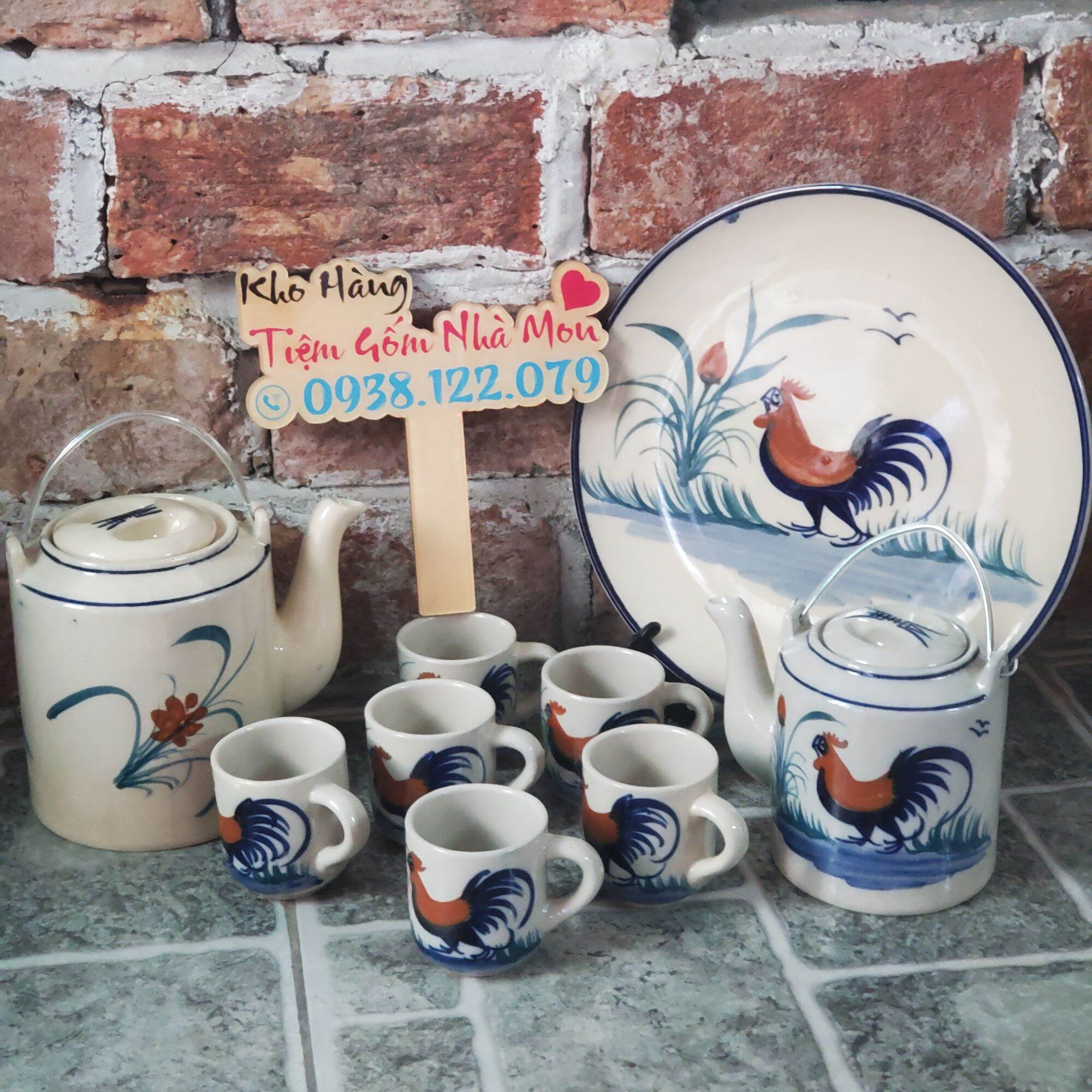 Bộ bình trà con gà 🐓đất nung cao lanh 100% thủ công cao cấp