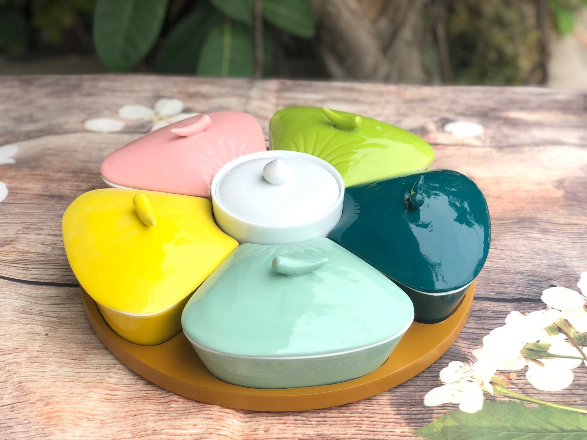 Khay đựng mứt- bánh kẹo . Gốm sứ Bát Tràng