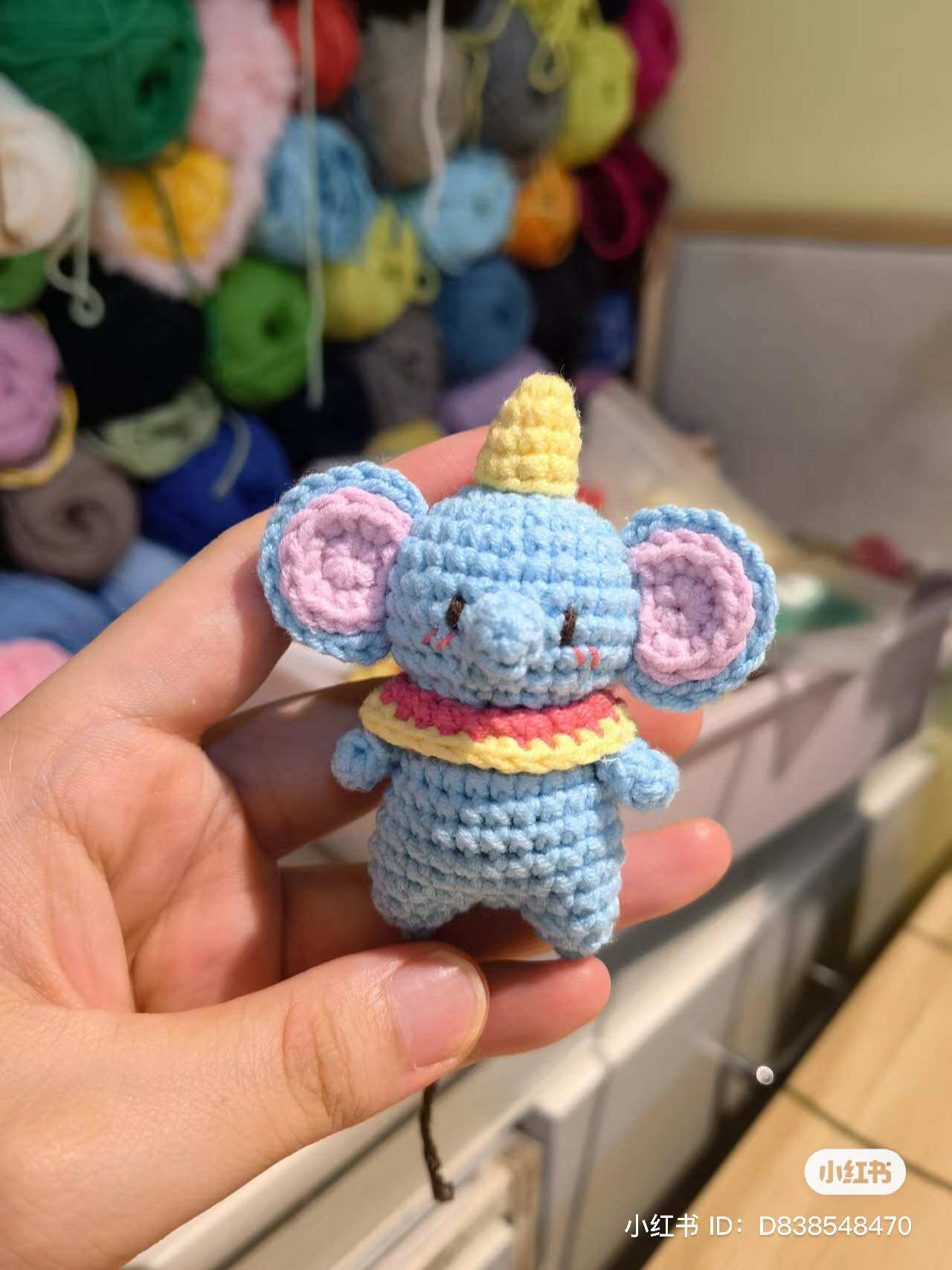 Móc khoá voi xanh siêu cute/voi len handmade