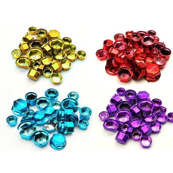 Nắp Chụp Ốc Trang Trí Xe Máy 3D Đủ Màu (Bộ 30 Con Đủ Size)