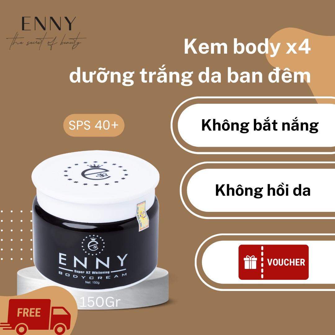 Kem Body X2 Enny Nâng Cấp Body X4 (Mẫu Mới) Dưỡng Trắng Da Ban Đêm Tặng Kèm Sữa Tắm Trắng - 150g