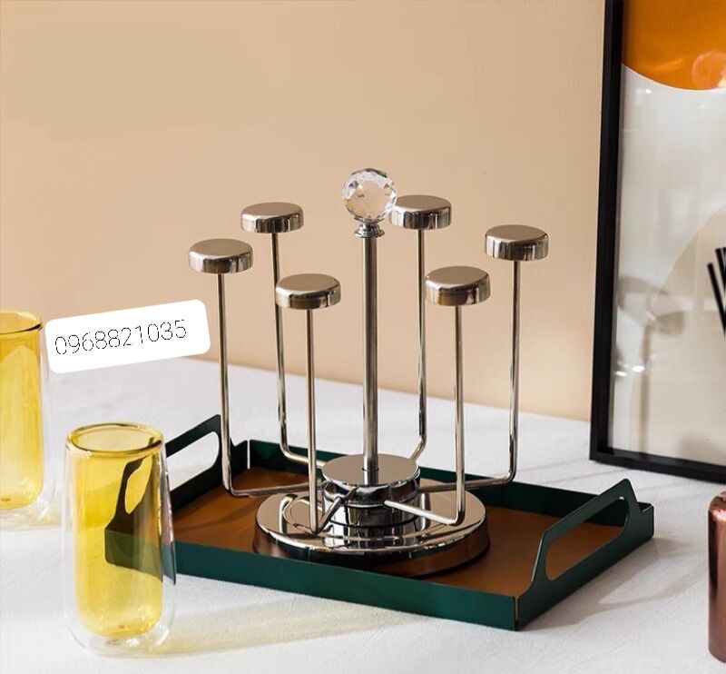 Giá úp cốc inox xoay 360 độ ( hàng cao cấp inox Đức NK)