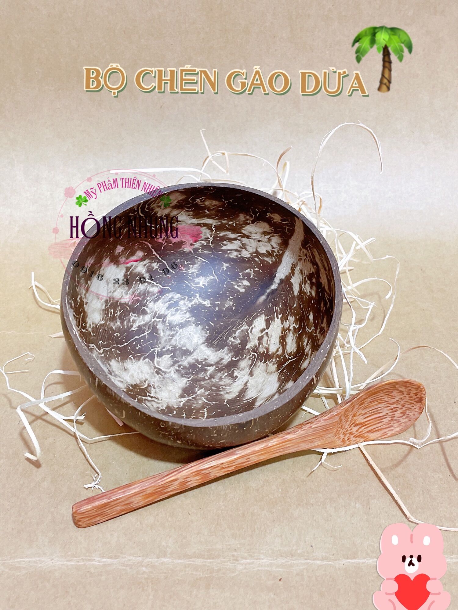 Combo chén gáo dừa + muỗng dừa