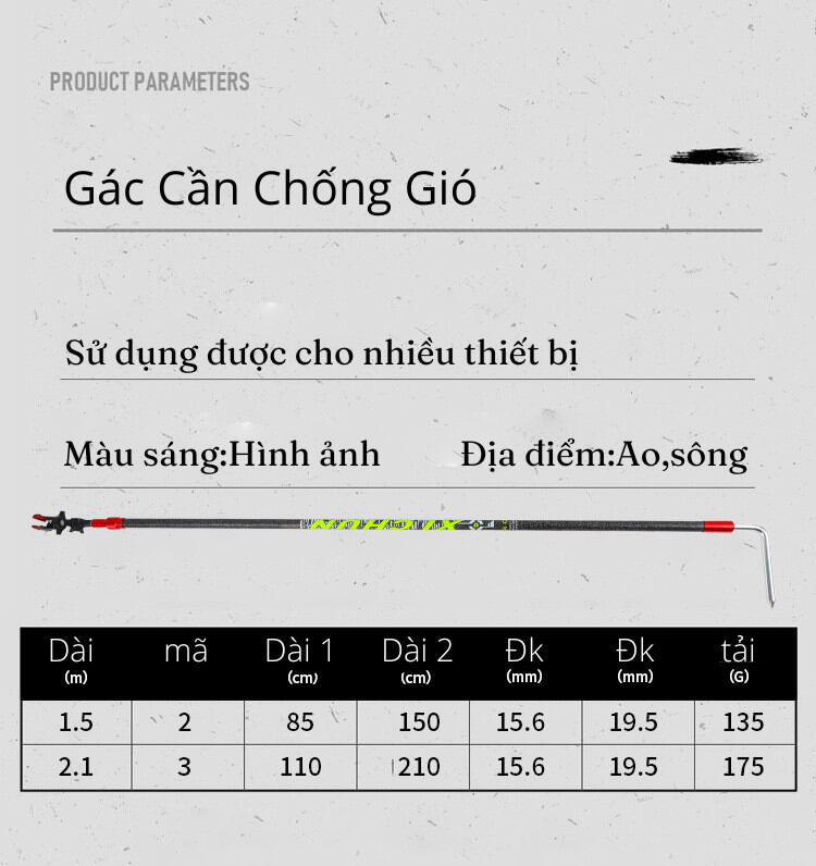 Giác Cần Chống Gió Dài 2 m1 Cacbon Cao Cấp