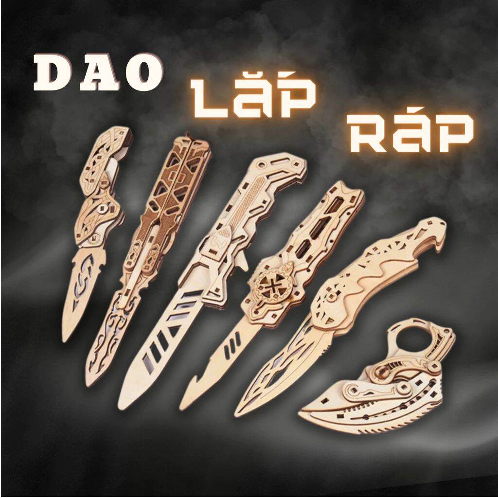 Bộ Mô Hình 6 Món CSGO Lắp Ráp Gỗ Karambit Butterfly Dao Bướm Dao Đồ Chơi Dao vô tri cà rốt lego
