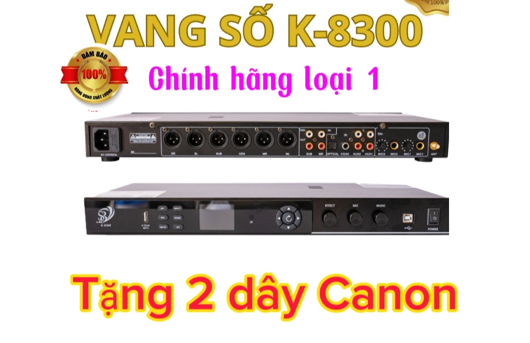 Vang số K8300 chính hãng tặng 2 dây canon