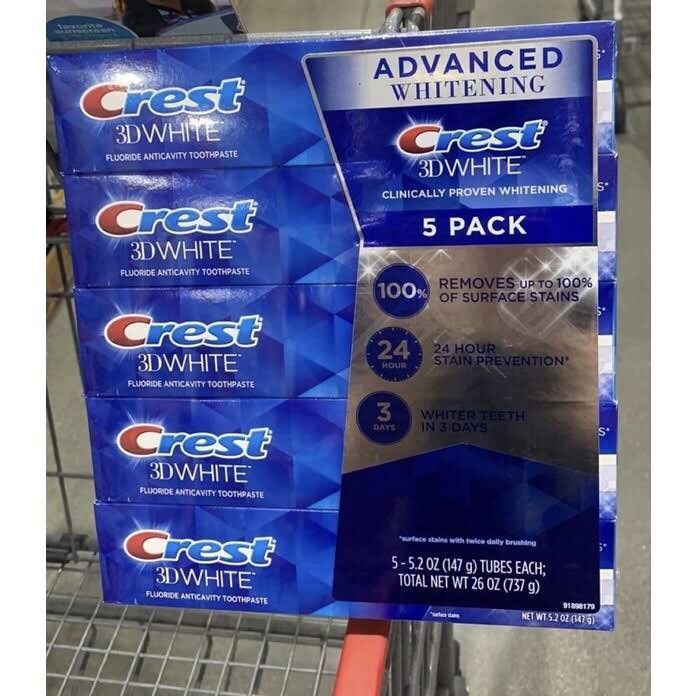 Kem đánh răng crest 3d white advanced whitening 147gr mẫu mới- mỹ