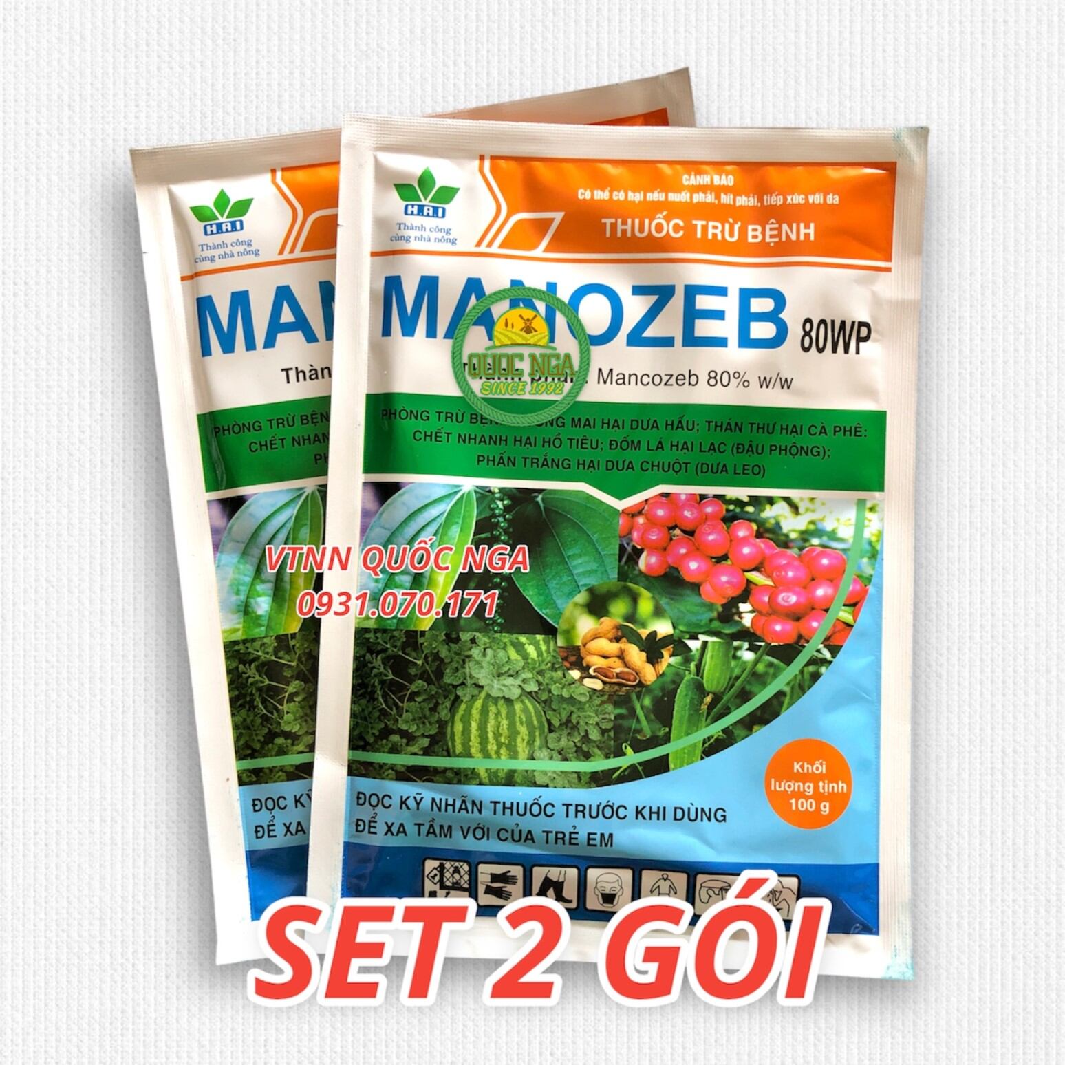 MANCOZEB 80WP BỘT XANH - TRỪ BỆNH THÁN THƯ, ĐỐM LÁ, PHẤN TRẮNG