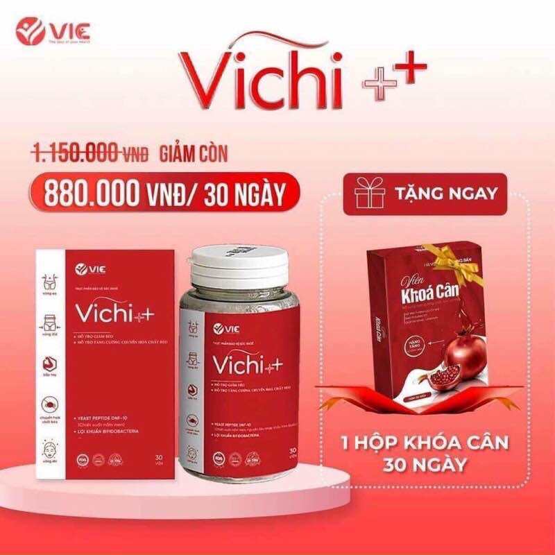 Vichi ++ TẶNG KHOÁ CÂN viên uống giảm cân cấp tốc nhanh an toàn thảo mộc không phải thuốc giảm cân