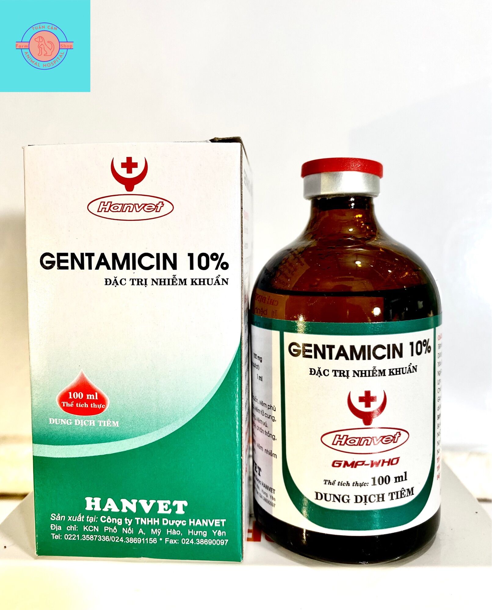 Hanvet Gentamycin 10% Tiueu chay, phan xanh, phân trắng, ho thỏ sản phẩm cty Han Vet