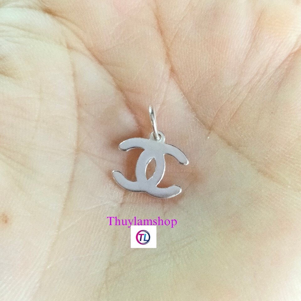 Charm treo bạc s925 chữ C lồng biểu tượng Cha nel vĩnh viễn bảo hành bạc Thuylamshop