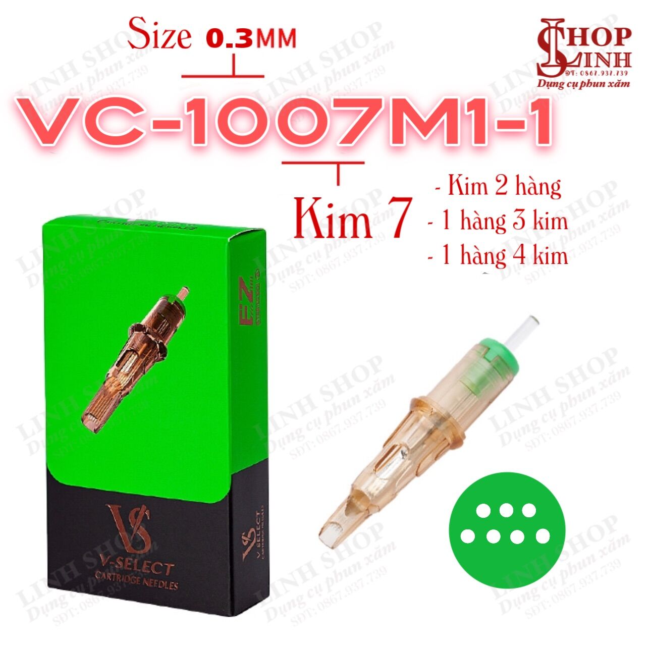 (Hộp 20cái) Kim Ez VS V Select Kim Đạn Máy Pen Cho Phun Xăm Thẩm Mỹ