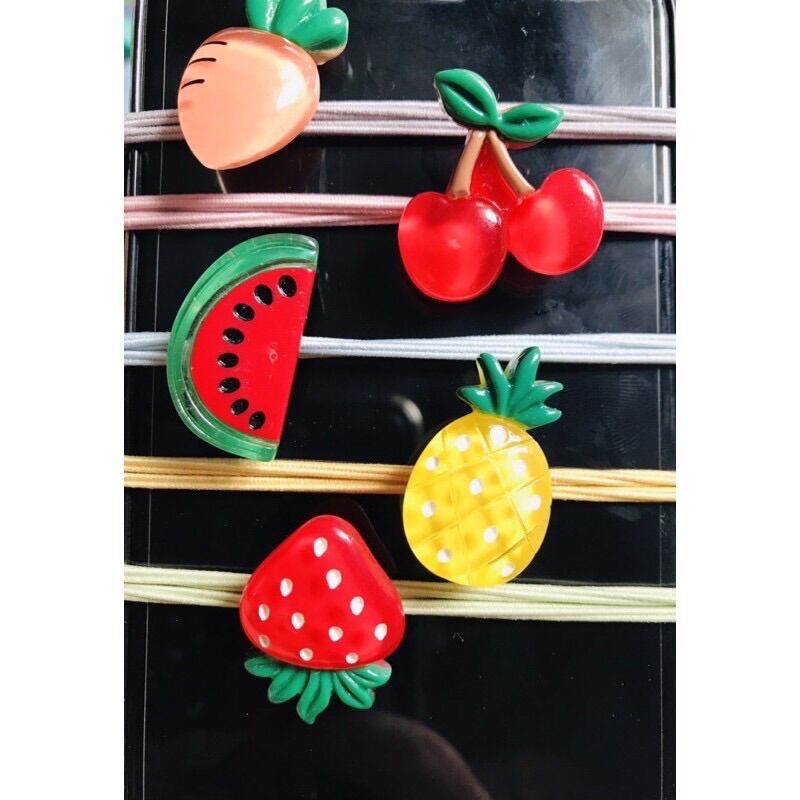 💥Xả hàng Set- 10 dây cột tóc Hình Trái cây bóng (hình Thật)
