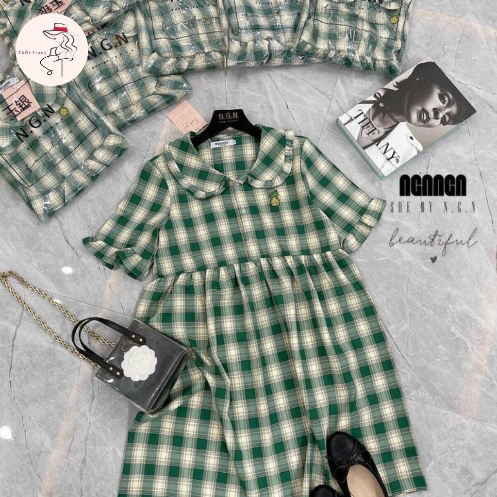 Đầm bầu cổ sơ mi baby doll dễ thương