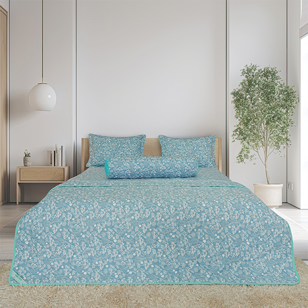 Bộ chăn ga gối cotton hometex - chăn drap gối vải cotton hoa hometex - cty may thiên hà