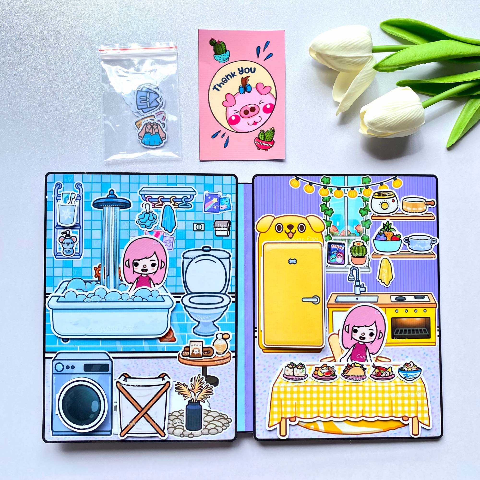 Ngôi nhà màu sắc lấp lánh của TocaBoca- Búp bê giấy
