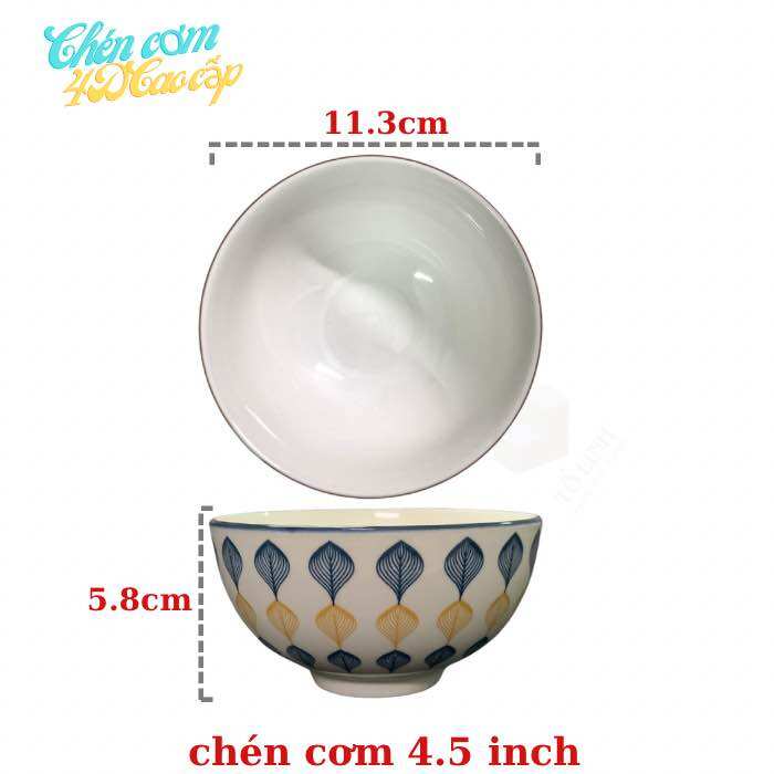 Combo 10 chén cơm gốm sứ cao cấp chuẩn loại 1, bát cơm gốm sứ nhiều hoa