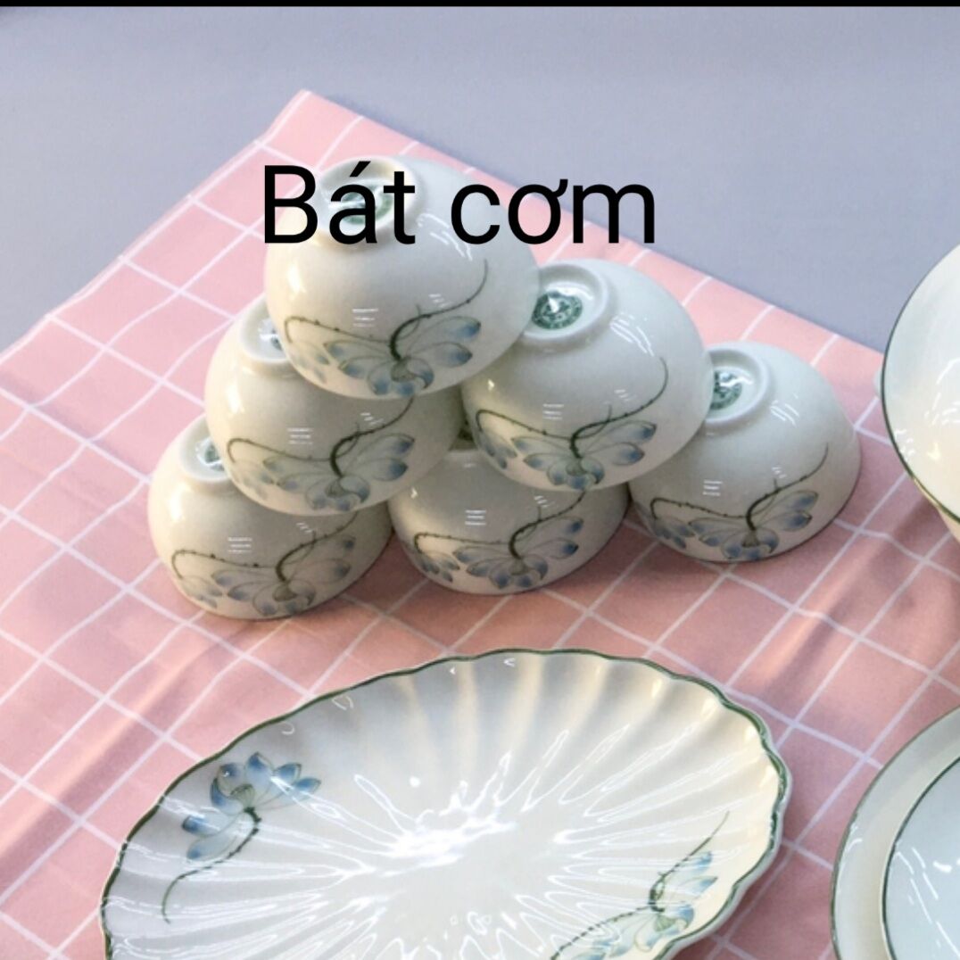 Bán lẻ bát đĩa vẽ hoa sen.Hàng sứ Bát Tràng.