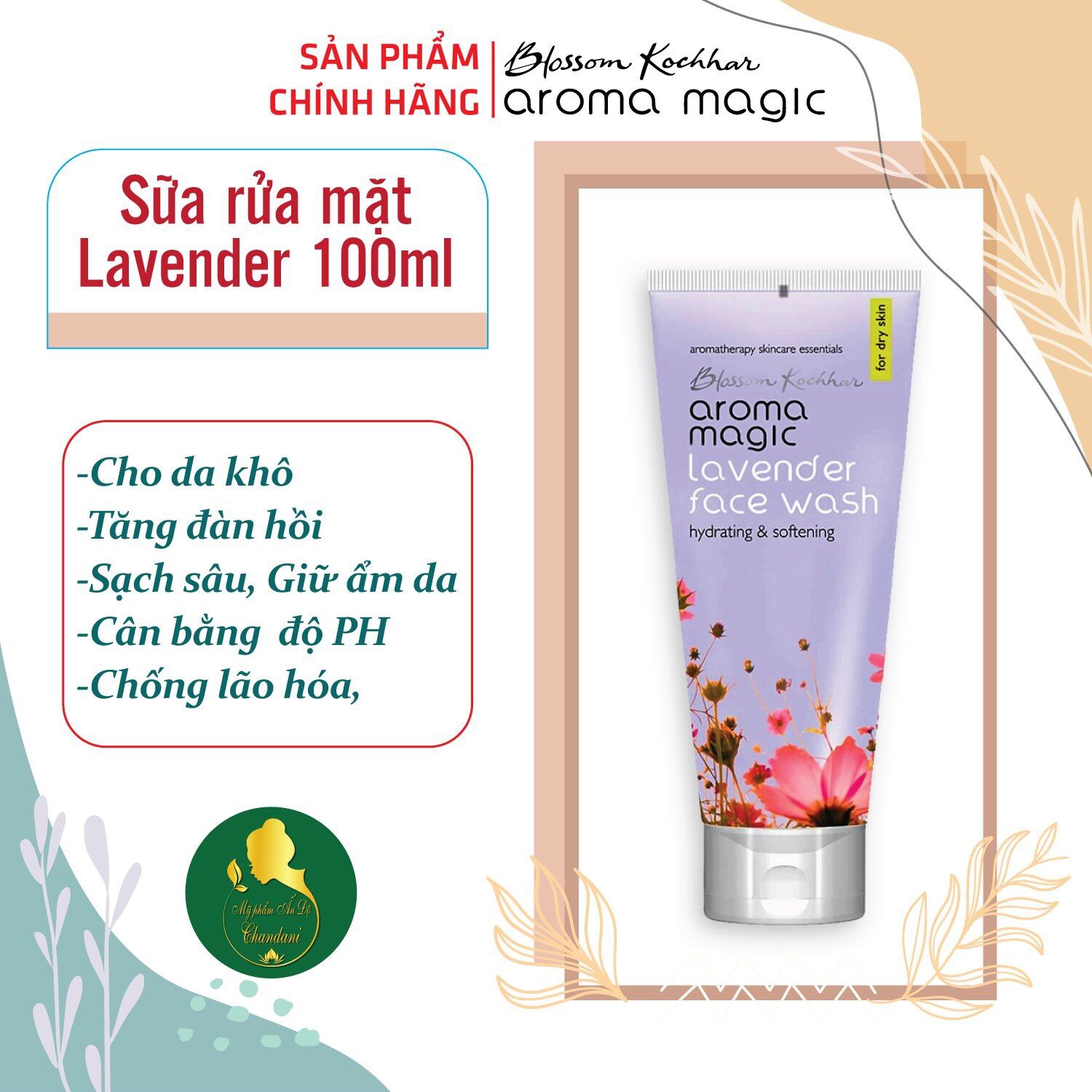 Sữa rửa mặt lavender cấp ẩm cho da khô Aroma Magic Lavender Face Wash