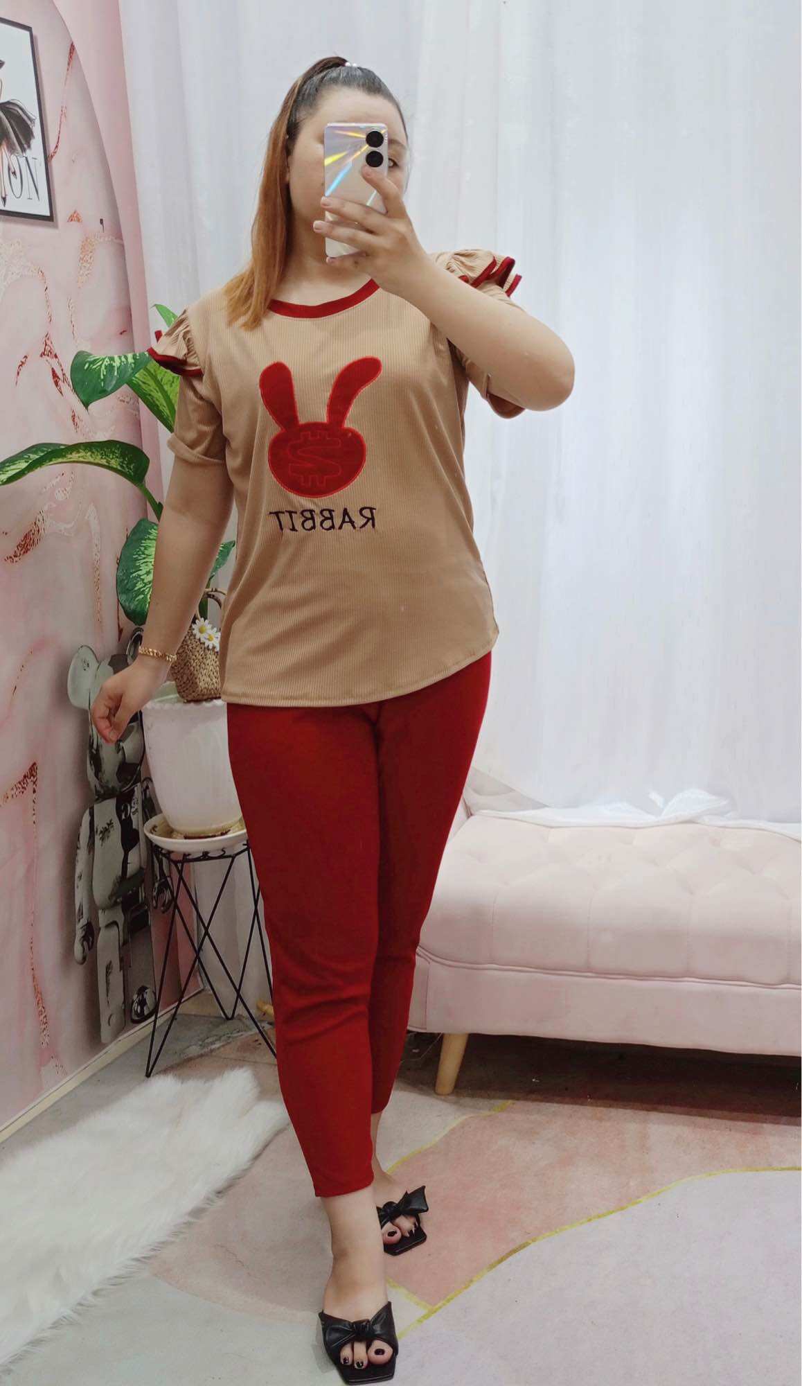 BỘ THUN GÂN THÊU BÉ THỎ DỄ THƯƠNG (bigsize 68-95kg)