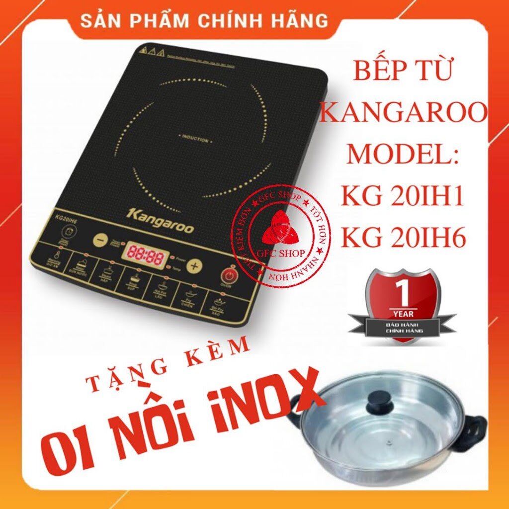 Bếp điện từ đơn kangaroo kg20ih1 / kg20ih6 hoặc kg365i kèm nồi lẩu - bảo hành chính hãng 1 năm tặng kèm nồi