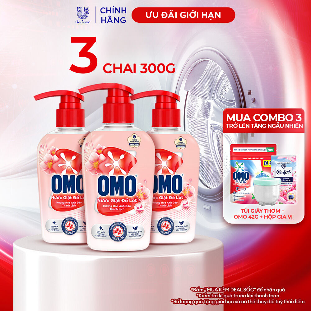 (Livestream) - Nước Giặt Đồ Lót OMO Hương Hoa Anh Đào Thanh Lịch 300G/Chai
