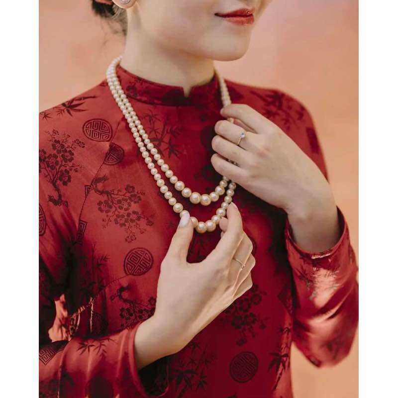 N717 choker dây chuyền ngọc trai nhân tạo, dây chuyền áo dài , dây chuyền cưới 2 sợi sang trọng cho nữ