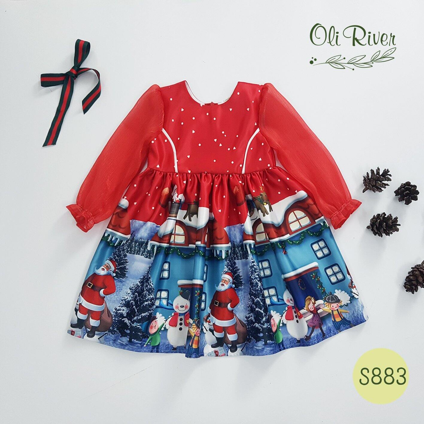Váy đỏ jingle bells oli river kids cho bé