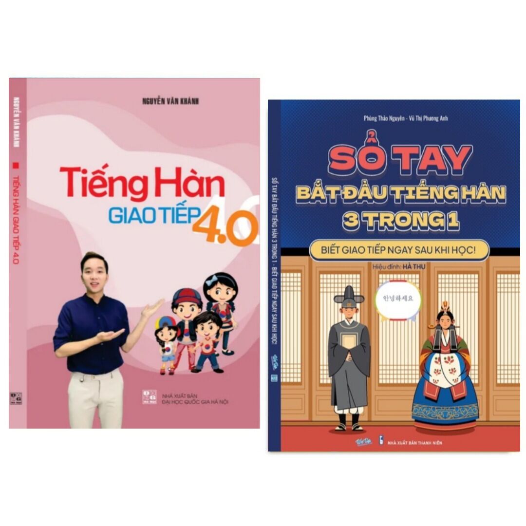 Combo 2 cuốn sổ tay bắt đầu tiếng hàn 3 trong 1 và tiếng hàn giao tiếp 4.0