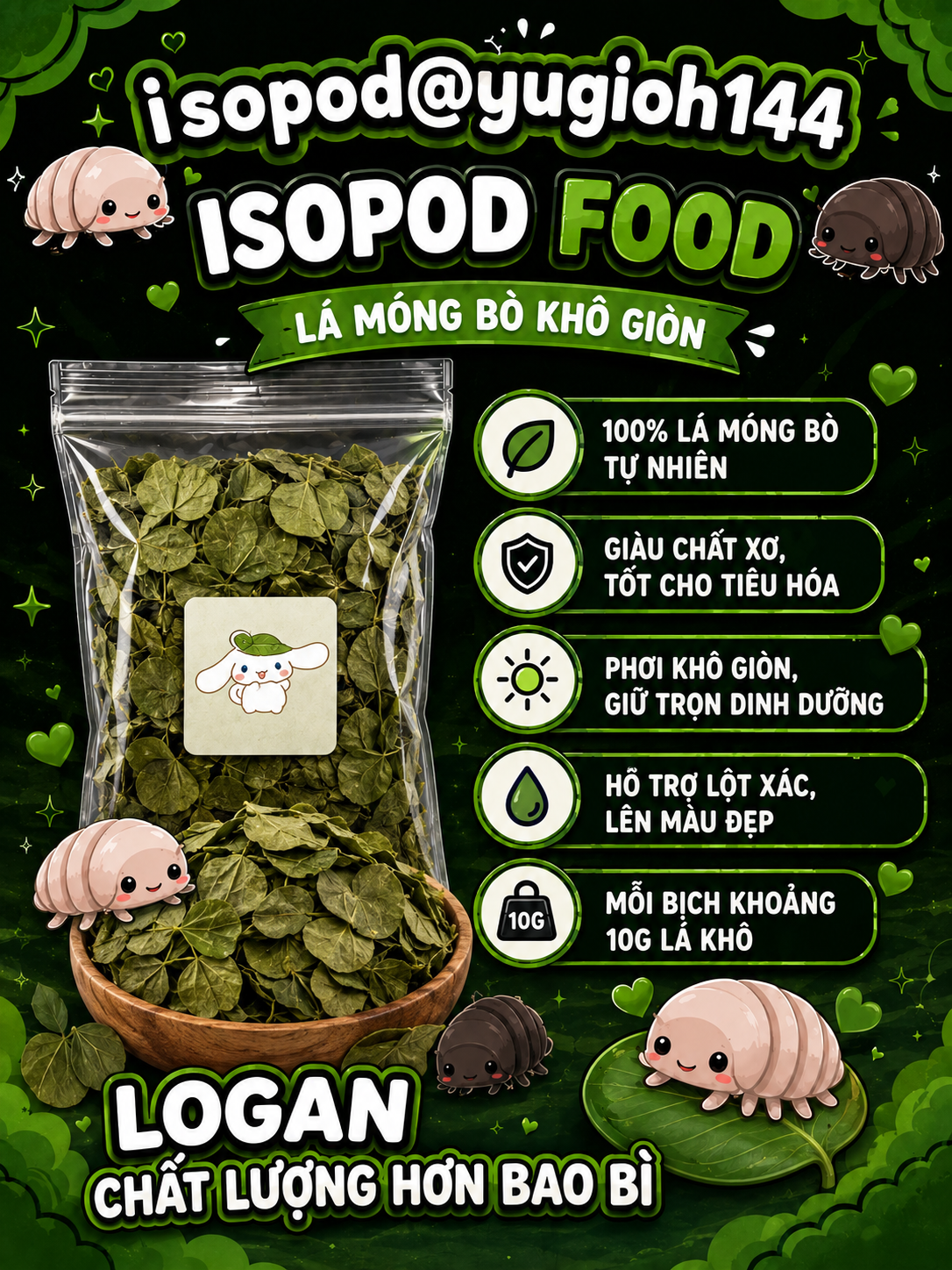 Isopod food lá móng bò khô giòn thức ăn isopod