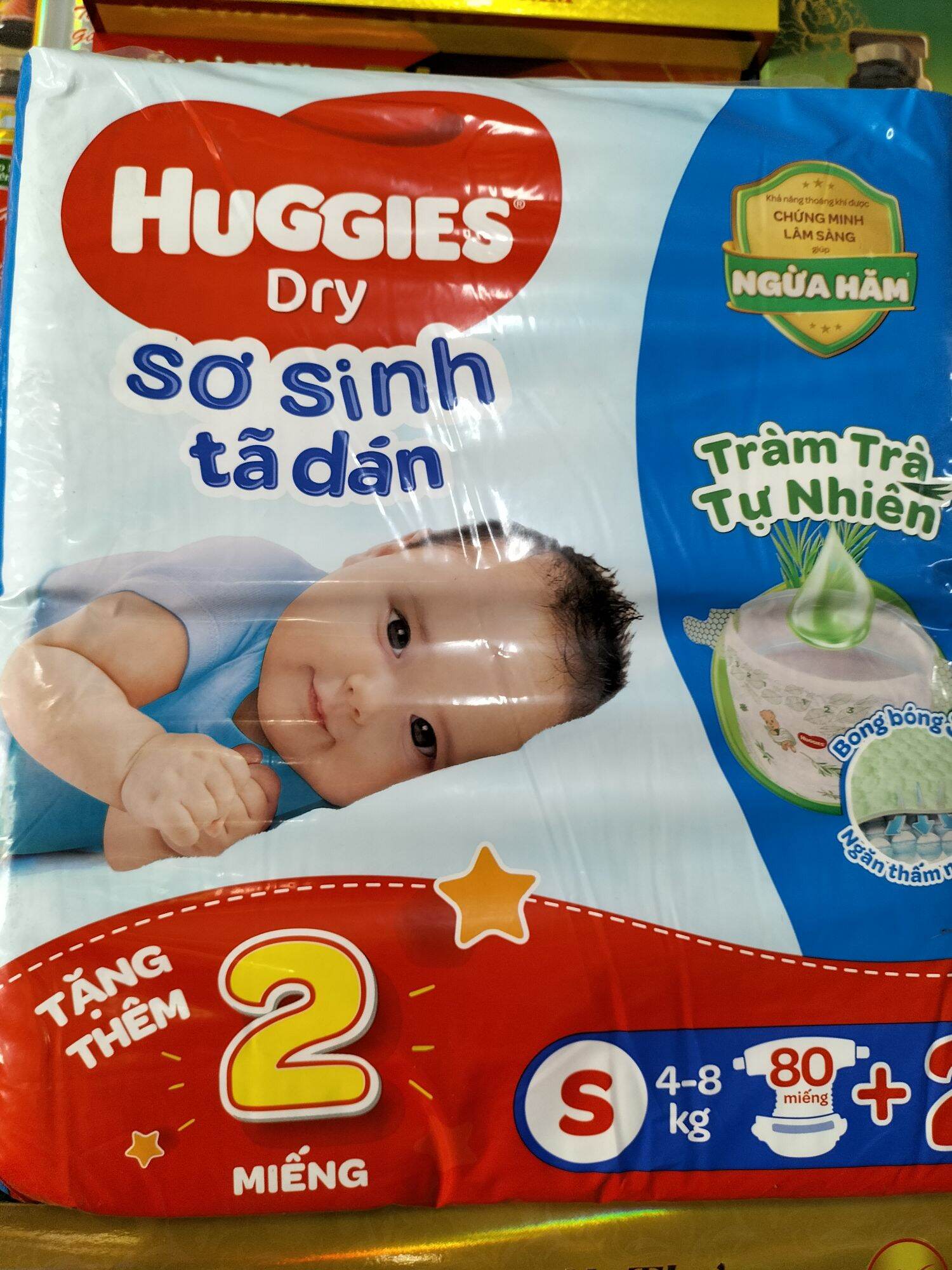Huggies - Sơ sinh tả dán S80 + 2