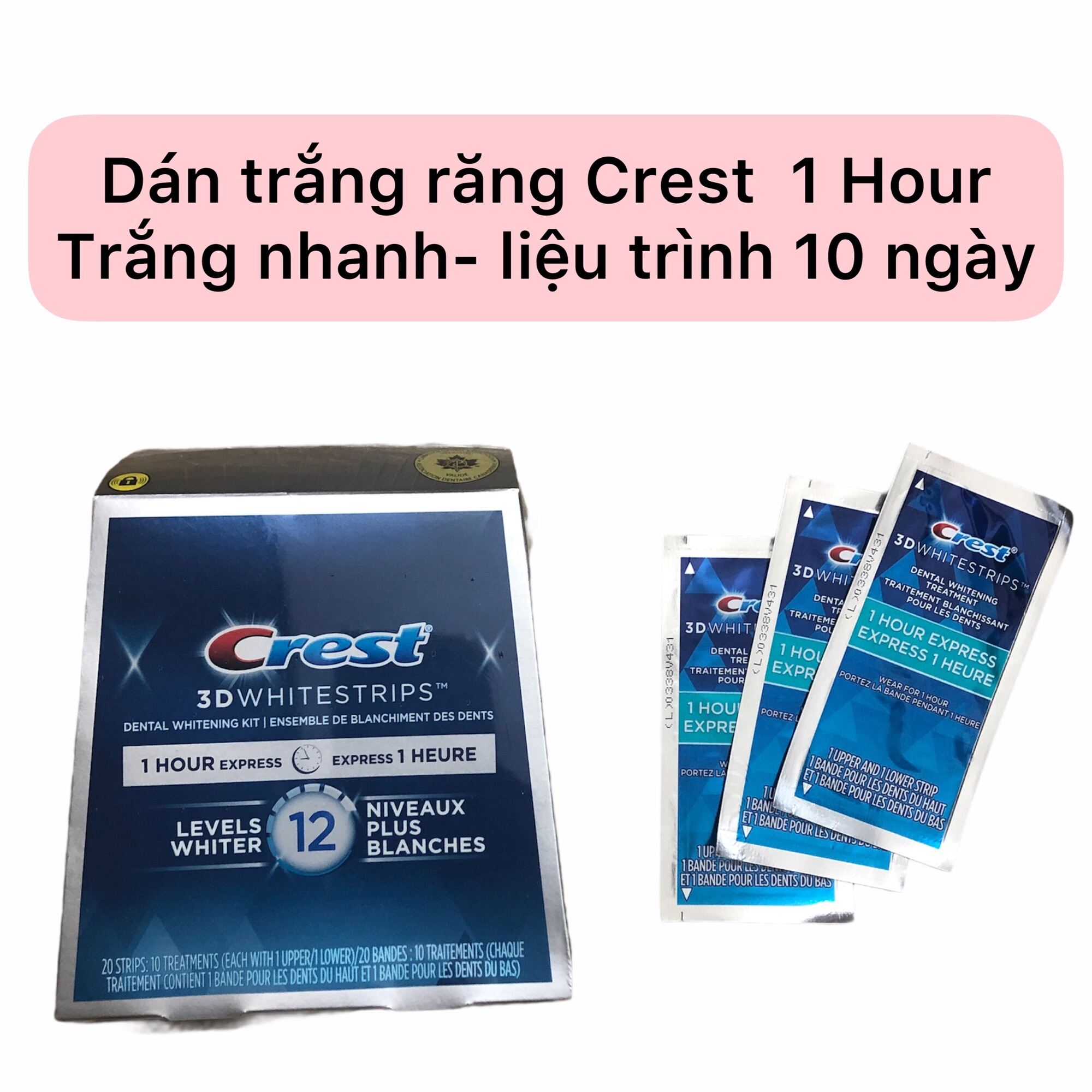 Hộp Dán Trắng Răng Crest 3D White 1 Hour Express Liệu Trình 10 Gói