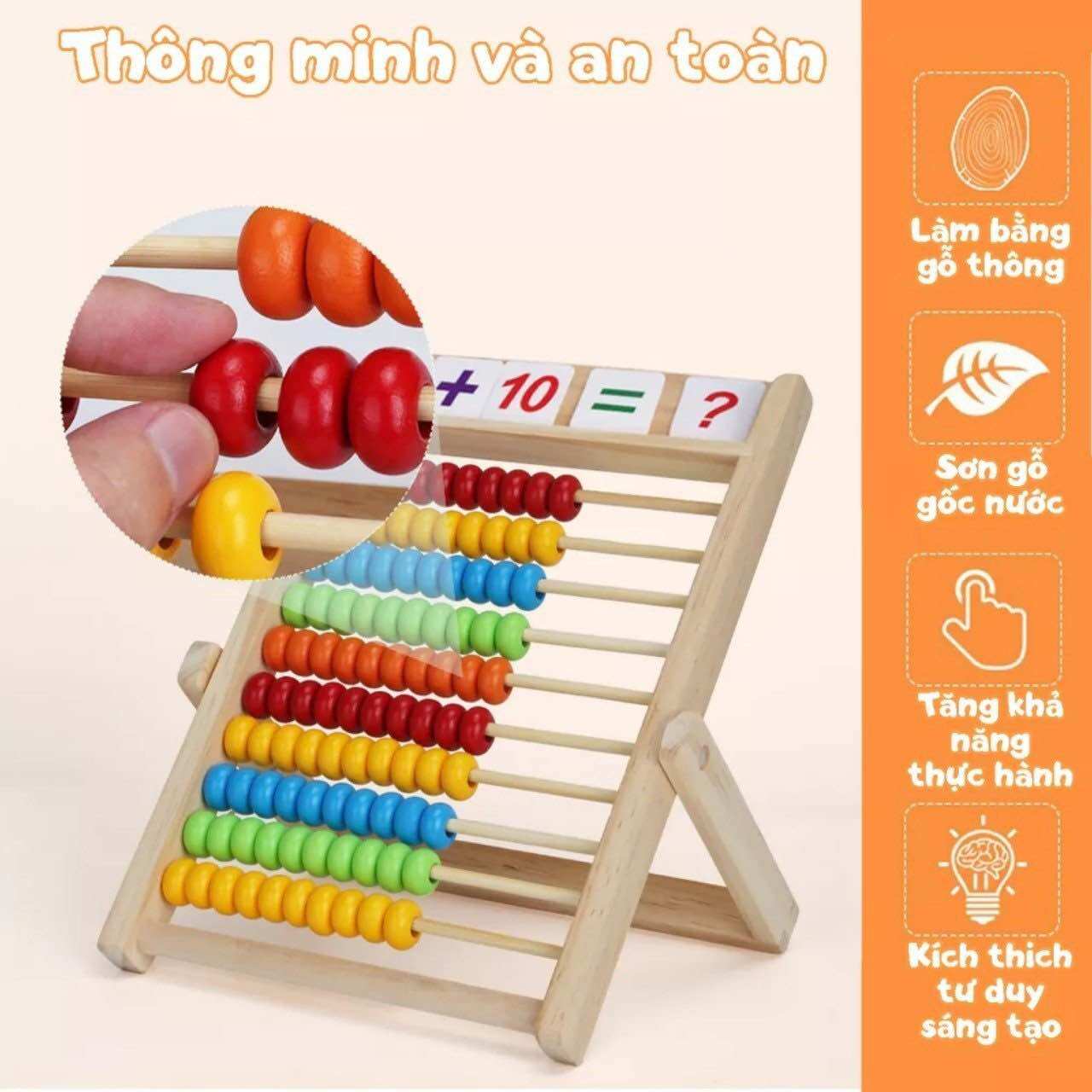 Bảng hạt toán học, đồ chơi toán học cho bé mầm non, đồ chơi giáo dục sớm