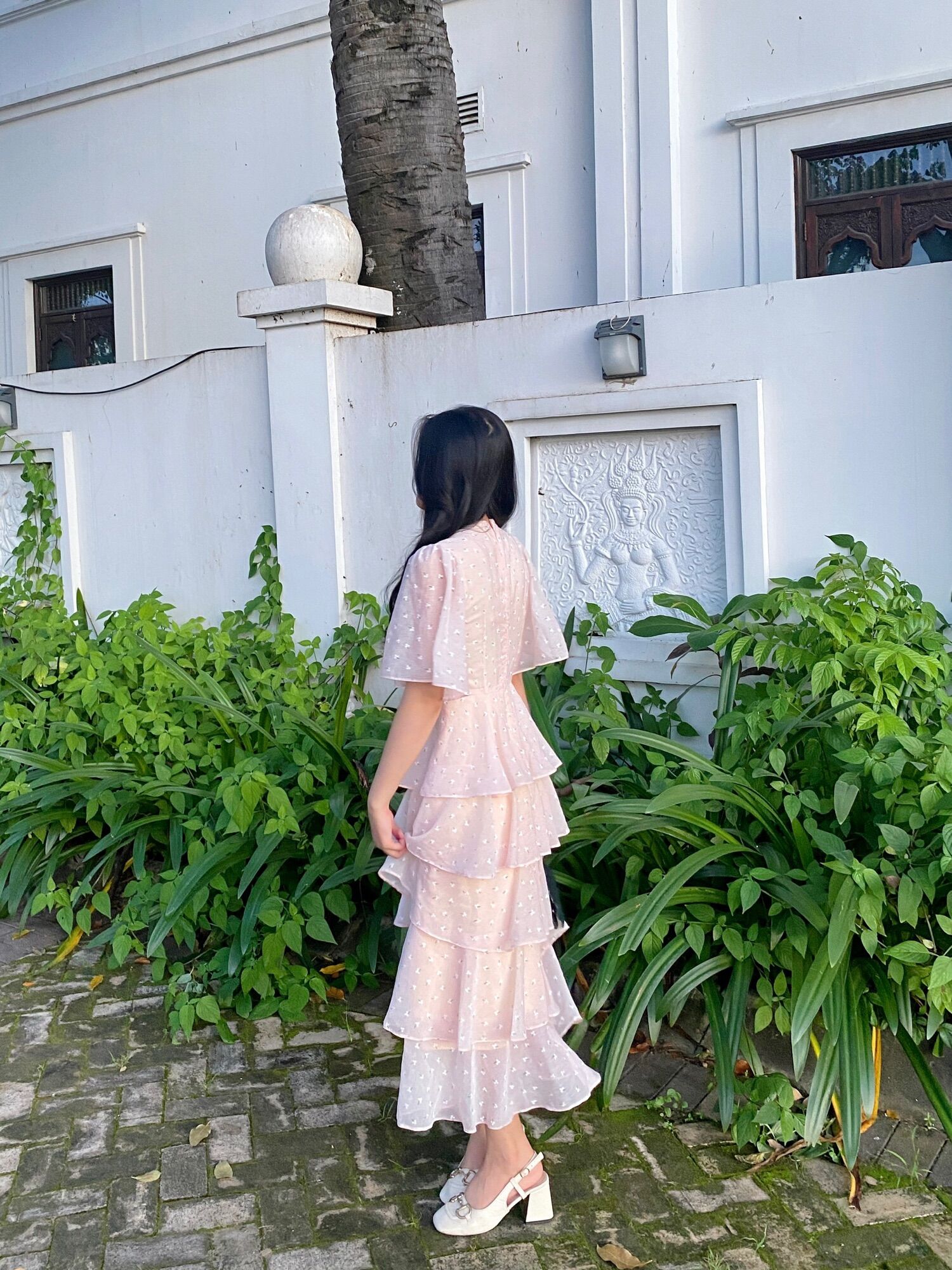 LALLA - Đầm tay lỡ xếp tầng xoè nữ