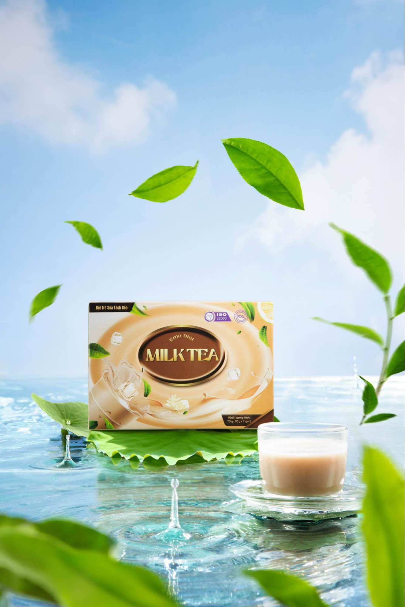 Combo sỉ 3 hộp nước uống vị trà sữa mới ra mắt - emoslim chính hãng - kèm quà