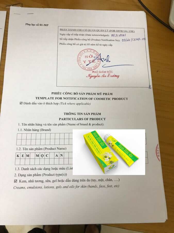 Kem bôi da Mộc An