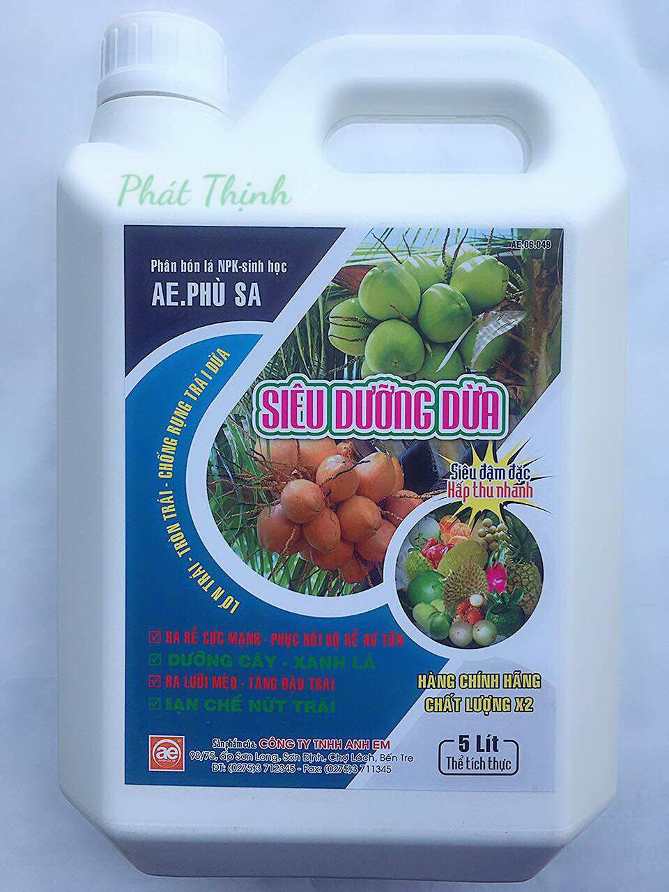 Can 5 Lít Phân Tưới Gốc Siêu Dưỡng Cây Dừa Ra Rễ Cực Mạnh, Tăng đậu trái, Lớn trái, Tròn Trái, Xanh lá, Ra lưỡi mèo Nhiều, Chống Rụng Trái, Nứt Trái, Phục Hồi Rễ Ra Nhiều
