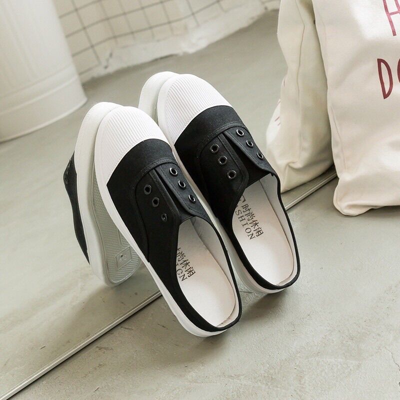 Giày bata đạp gót ☘️FREESHIP☘️giày vải canvas trẻ trung