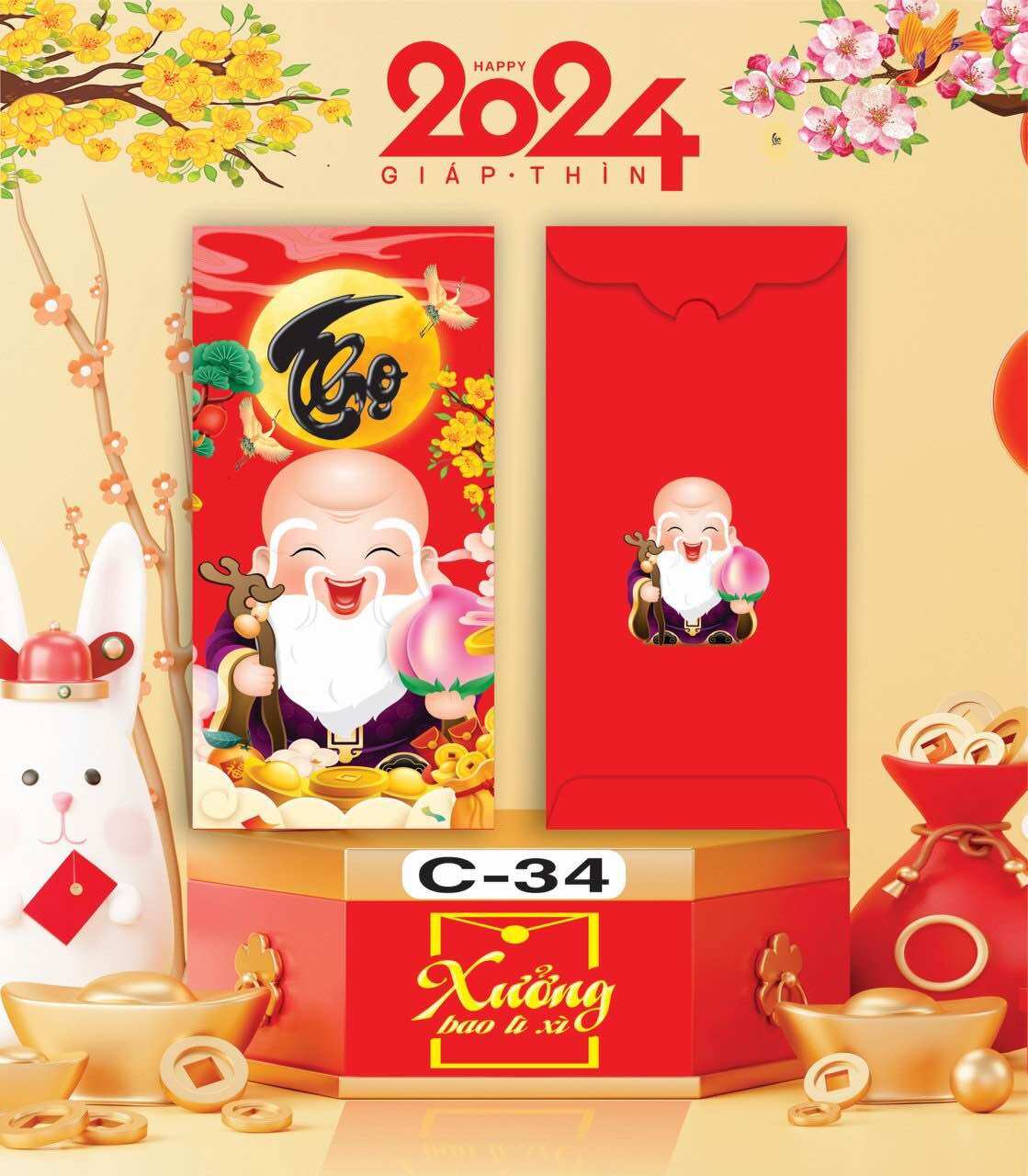 Xấp 10 bao lì xì năm mới 2024 xịn