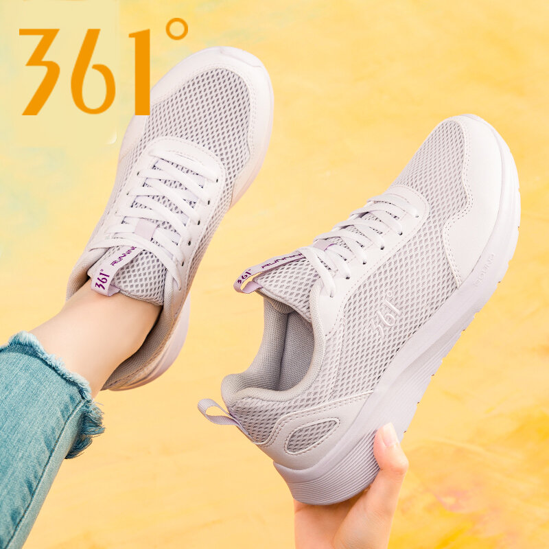 Giày thể thao 361 giày nữ giày thường ngày thoáng khí mặt lưới mẫu mới mùa thu 2023 giày chạy bộ giảm xóc đế mềm 361 ° nữ