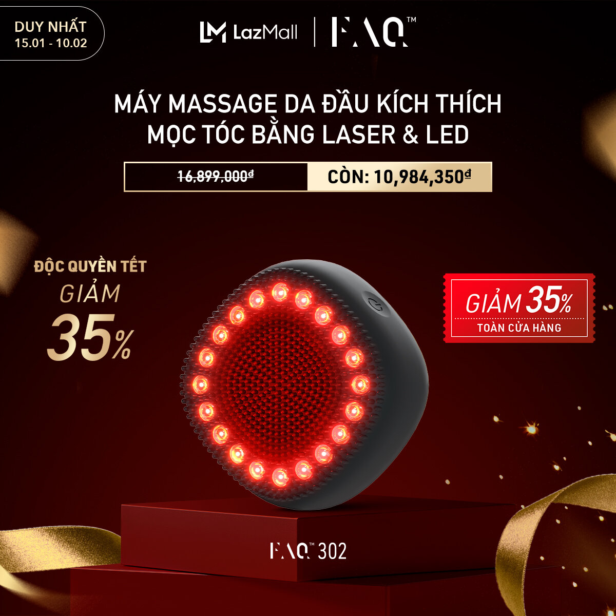 FAQ 302 Máy Massage Da Đầu Với Ánh Sáng Đỏ Tiên Tiến Giúp Kích Thích Mọc Tóc Và Làm Dày Tóc - Sản Ph