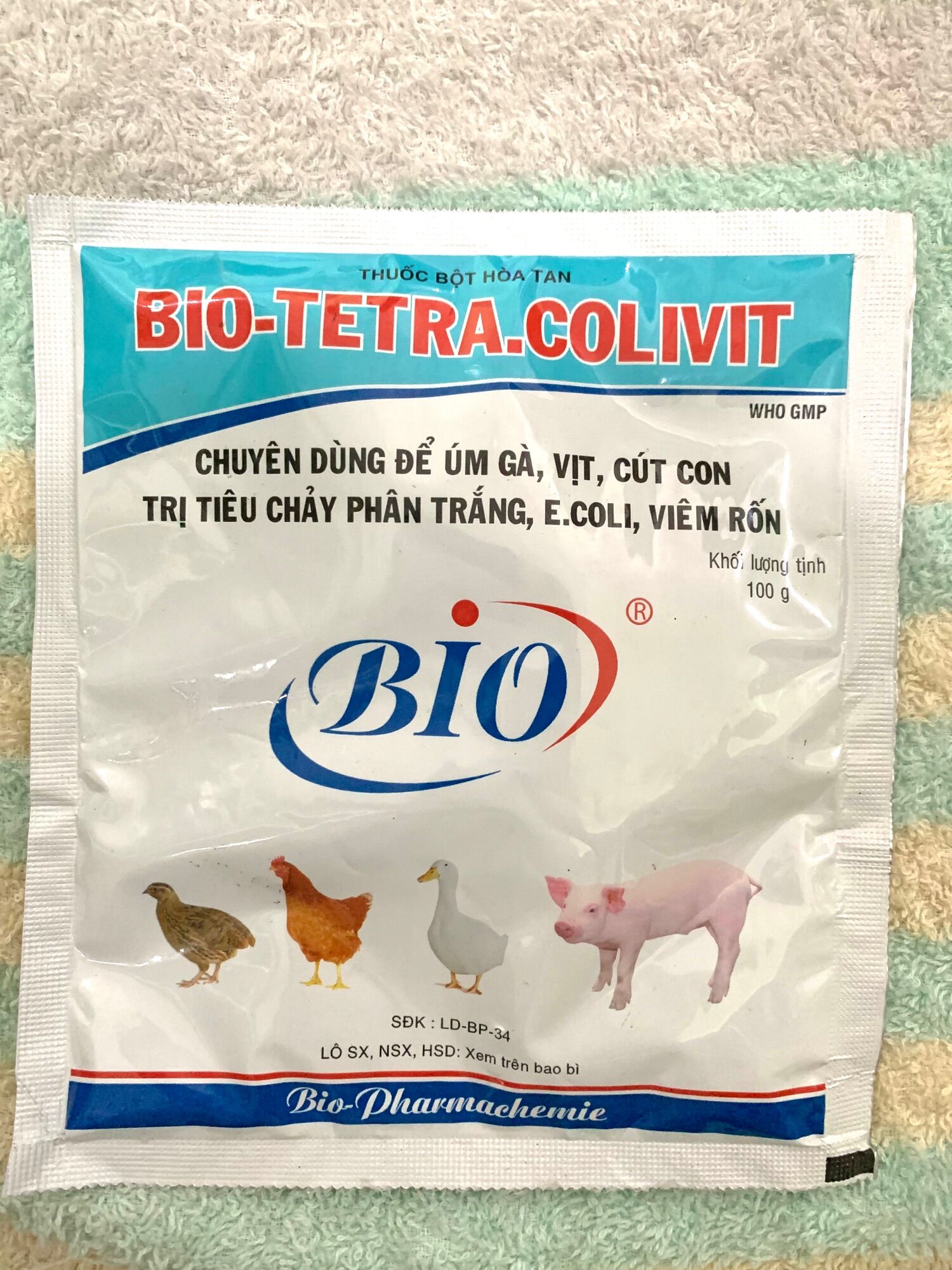 Úm gà, vịt con mới nỡ phòng tiêu chảy, thương hàn gói 100 gram.