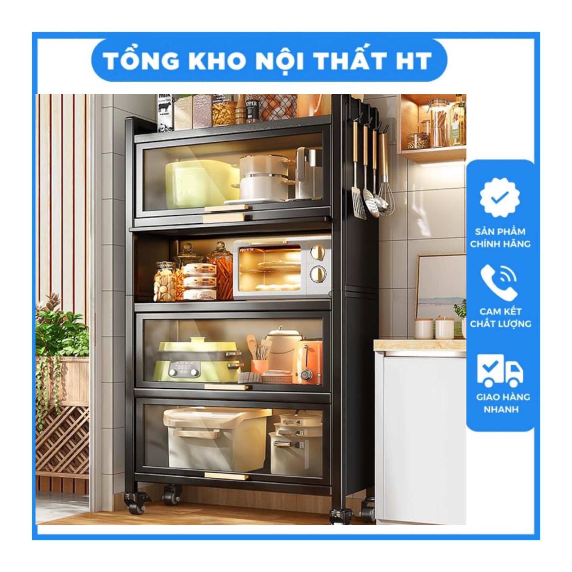 Kệ để đồ nhà bếp đa năng tủ bếp có nắp đậy dài 80cm